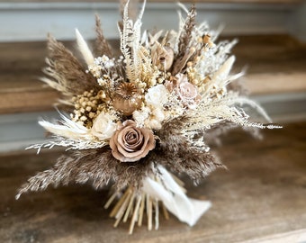 Boho bridal bouquet made of dried flowers - ready to ship immediately