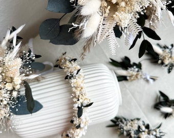 Bouquet de mariée composé de fleurs séchées pour l'éternité