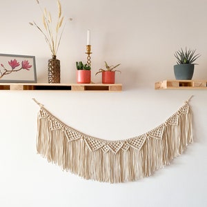 Chaîne fanion Boho macramé XXL, guirlande, décoration parfaite pour les campeurs, chambres d&#39;enfants, balcons, terrasses, 110 cm