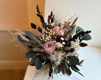 Bouquet de mariée Boho fait de fleurs séchées - prêt à être expédié immédiatement