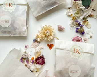 Confettis de fleurs durables à base de fleurs séchées - Cadeau d'invités pour mariages, etc.