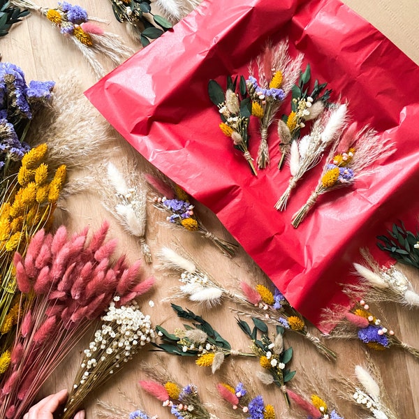 Trockenblumenstrauß Mini Bouquet - ideal als Gastgeschenk oder Festtagsdeko, Spare beim Kauf eines Sets
