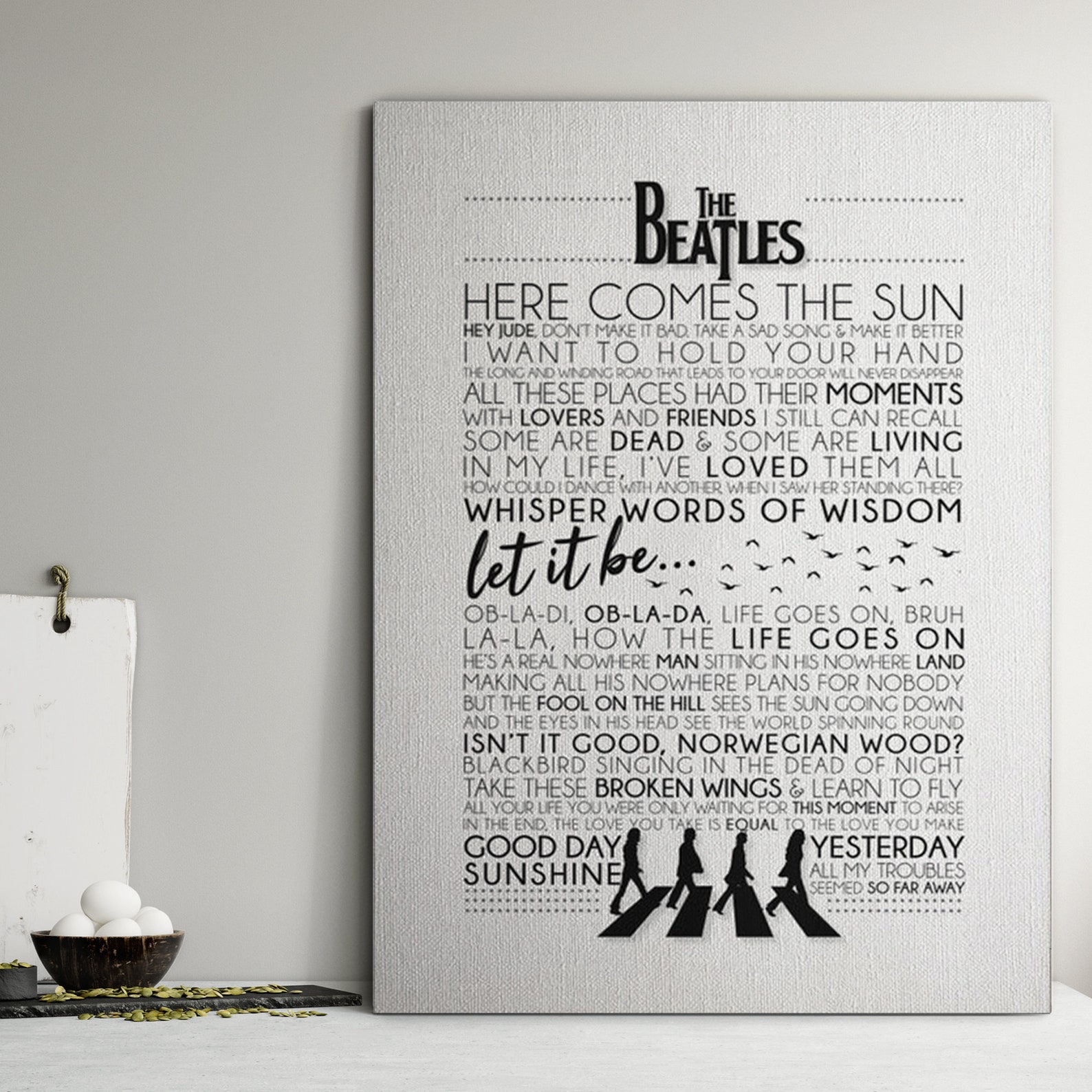 The Beatles Here Comes the Sun Lyrics Poster Music Poster Etsy