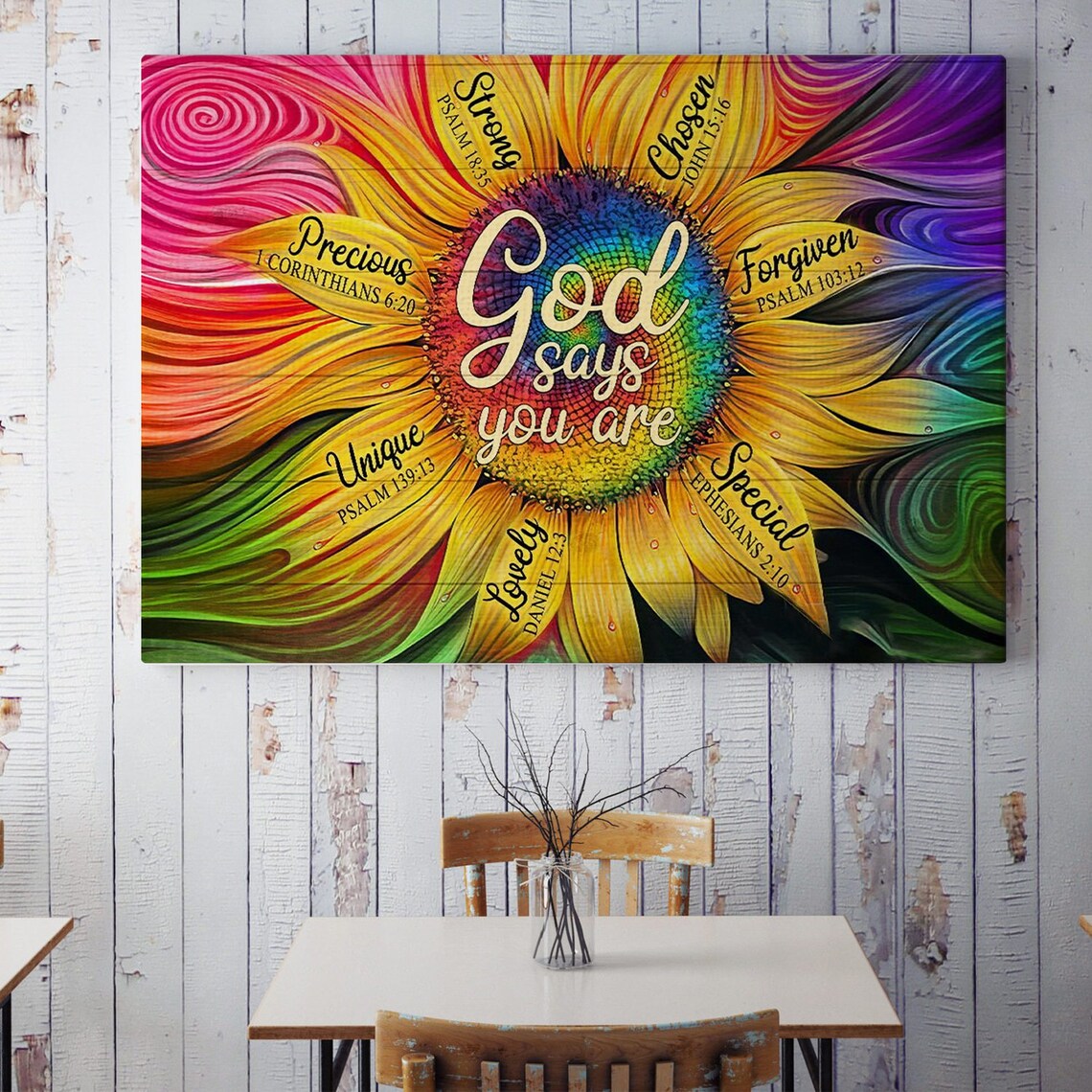 Colorful Sunflower God Says You Are Canvas Christian Gifts Etsy