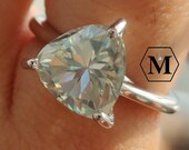 3 CT Light Blue Trillion Solitaire Moissanite Ring Engagement Ring Claw Prongs Solid White Gold Wedding Ring Set Anniversary Gifts