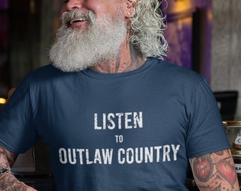 Listen to Outlaw Country Music Vintage Style Soft Heather Short-Sleeve | Gifts for Him | Gifts for her | Unisex T-Shirt
