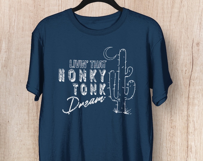 Livin' That Honky Tonk Dream Country & Western Vintage Style Short-Sleeve Soft Heather Unisex T-Shirt