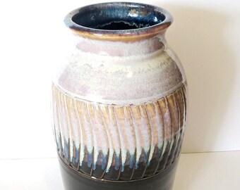 Original Large Glazed Pottery Vase - Vintage Handmade Rustic Ceramic By Green Frog Pottery QLD - 38CM