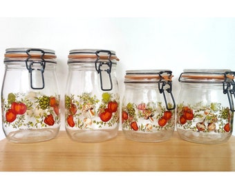 1970s Airtight Cannisters Vintage Kitchen Jars - Set of 4