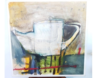 Original Mixed Media Painting 'A Fresh Pot' By Leigh Pearson - Modern, Abstract, Serialism Coffee Kitchen Wall Decor - 45cm