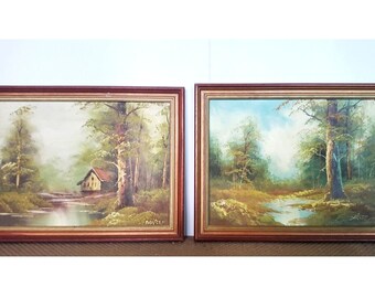 Australian Realism Style Oil Paintings - Vintage Country Landscape Artworks 1970s - Set Of 2