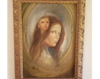 Original Oil Painting - Italian Portrait Artwork In Gold Gilded Wood Frame | Vintage Art
