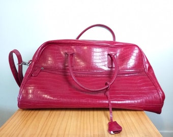 Womans Red Leather Bag - Modapelle Large Casual Travel Bag 43cm