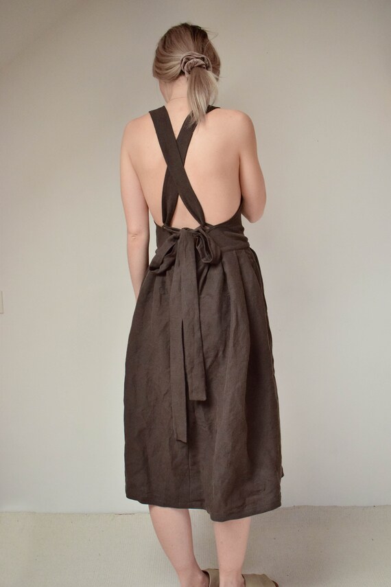 linen tank maxi dress Linen Brush Palm Tank Maxi Dress / Green main image 0