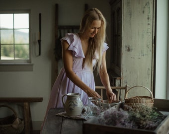 EMMA Cotton Lilac Ruffle Dress