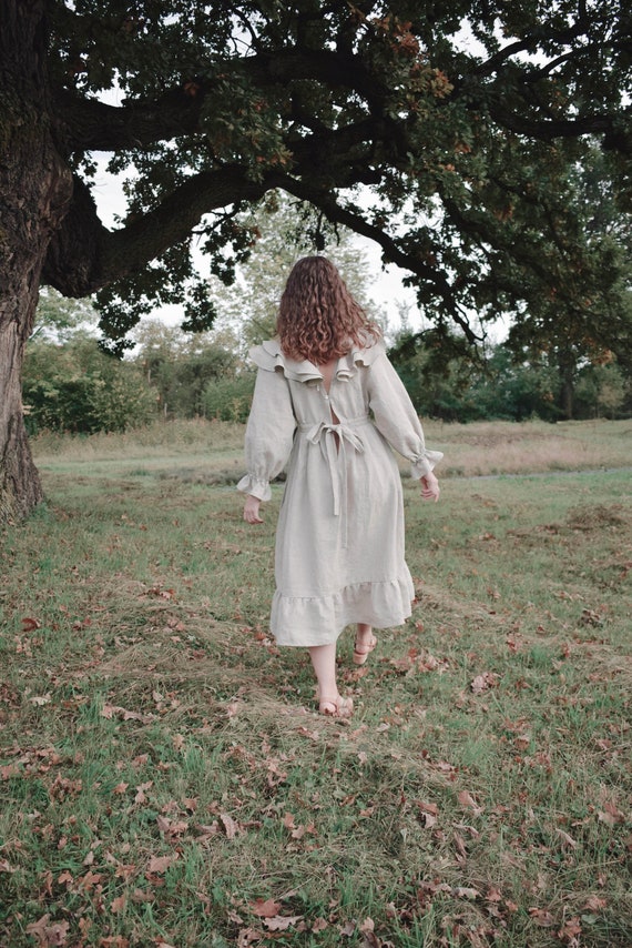 EMMA Long Sleeve Linen Dress - Etsy