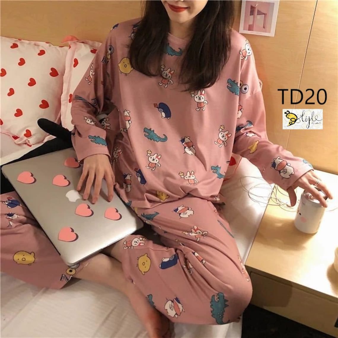 Cute Cartoon Pajama Set for Women Comfortable Sleepwear | Etsy