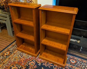 2 x Small Yew Bookcases with Crossbanded Tops