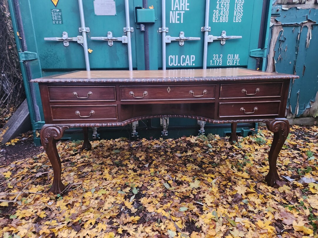 Large Vintage Reproduction Mahogany Desk Etsy UK