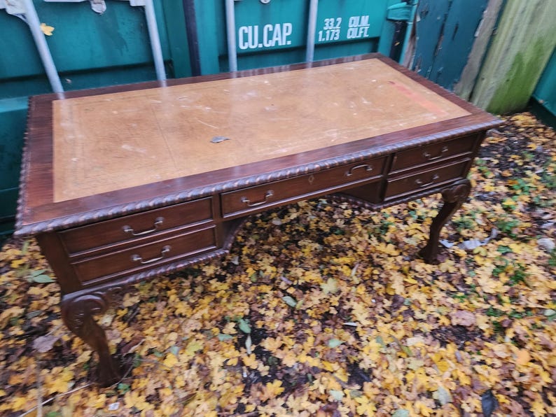 Large Vintage Reproduction Mahogany Desk Etsy UK