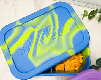 Personalized Silicone Lunch Box, Custom Lunch Box, Engraved Bento Box, Kid Custom Lunch Box, Food Storage Container, Valentines Gift Stuffer