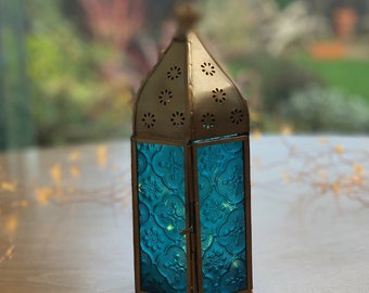 Small Gold Lantern - Blue