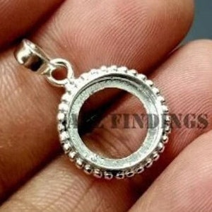 925 Sterling Silver Round Shape Handcrafted Pendant Bezel Setting, Blank Round Shape Pendant Setting, Bezel For Resin