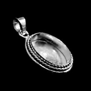 925 Sterling Silver Oval Shape Bezel Pendant Blank Bezel Setting, Blank Pendant Base, Back Side Close, Bezel For Resin image 2