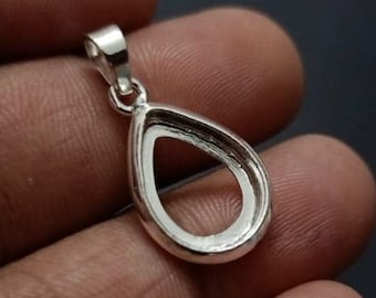 925 Sterling Silver Thick Bezel Pendant Setting, For Pear Shape Gemstone, Blank Pendant Setting, Bezel Pendant Setting ,Bezel For Resin