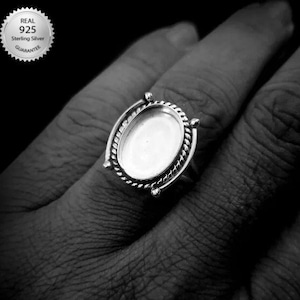 925 Sterling Silver Oval Shape Handcrafted Bezel Ring Blank Bezel Setting, Blank Ring Base, Bezel For Resin Work, Traditional Antique Ring