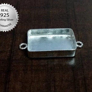 925 Sterling Silver Rectangle Shape Connector Blank Bezel Setting, Blank Connector Base, Connector Bezel Base, Bezel For Resin Work,