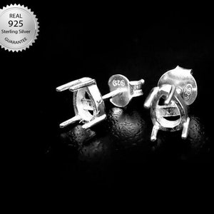 925 Sterling Silver Prong Bezel Cup Studs For Pear Shape Gemstone, Cabochon Gemstones, Prong Bezel Setting Colet For Pear Shape Gemstone