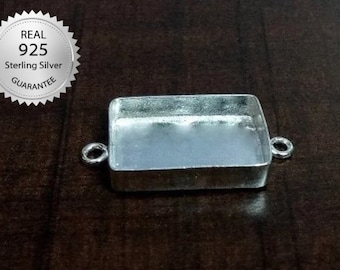 925 Sterling Silver Rectangle Shape Connector Blank Bezel Setting, Blank Connector Base, Connector Bezel Base, Bezel For Resin Work,