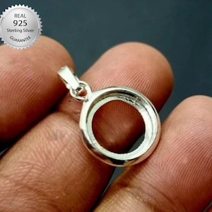 925 Sterling Silver Round Shape Handcrafted Pendant Thick Bezel Setting, Blank Round Shape Pendant Setting, Bezel For Resin