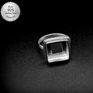 925 Sterling Silver Square Shape Ring Bezel Setting, Blank Square Shape Ring DIY, Handmade Ring Bezel For Resin Work.