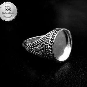 925 Sterling Silver Round Bezel Mens Ring Blank Cup Setting, Designer Men's Ring Blank Ring Setting, Use For Gemstone Setting OR Resin Work