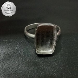 925 Sterling Silver Rectangle Shape Ring Bezel Setting, Blank Rectangle Shape Ring Setting, Completely Handmade Ring Setting