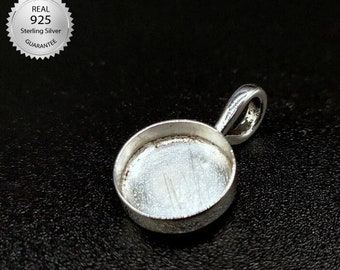 925 Sterling Silver Round Bezel Pendant Setting With Fix Bail , Round Pendant With Solid Fix Bail, For Resin And Gemstone Work