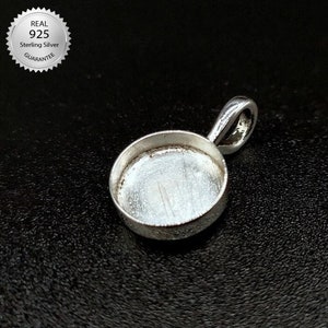 925 Sterling Silver Round Bezel Pendant Setting With Fix Bail , Round Pendant With Solid Fix Bail, For Resin And Gemstone Work