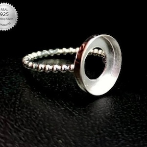 925 Sterling Silver Bezel For Round Shape Gemstone, Ring Bezel Setting, Bezel Round Ring Setting Cup, Bead Band