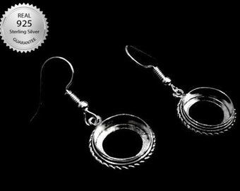 925 Sterling Silver Round Shape Earring Blank Bezel Setting, 4x4MM To 25x25MM, Blank Earring Base, Back Side Open, Earring Bezel Setting.