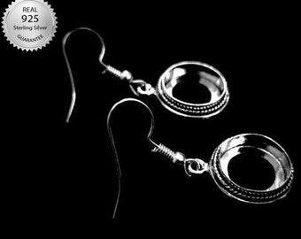 925 Sterling Silver Round Shape Earring Blank Bezel Setting, 4x4MM To 25x25MM, Blank Earring Base, Back Side Open, Earring Bezel Setting.