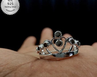 925 Sterling Silver Crown Ring Bezel Diy For Resin Designs or Birthstone Gemstone, Crown Ring Diy, Birthstone Ring, Ring Bezel For Resin