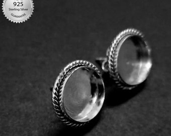 925 Sterling Silver Round Shape Earring Blank Bezel Setting, 4x4MM To 25x25MM, Blank Earring Base, Back Side Close, Earring Bezel Setting.