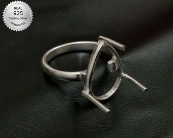 925 Sterling Silver Handmade Bezel Ring Setting, For Pear Shape Gemstone, Blank Ring Setting, Bezel Ring Setting Cup