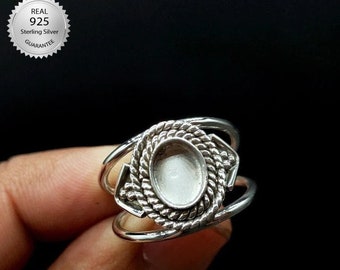 925 Sterling Silver Oval Shape Handcrafted Bezel Ring Blank Bezel Setting, Blank Ring Base, Bezel For Resin Work, Traditional Antique Ring