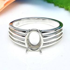 925 Sterling Silver Oval Shape Handcrafted Bezel Ring Blank Bezel Setting With Split Band, Blank Ring Base, Back Side Open,Bezel For Resin image 1