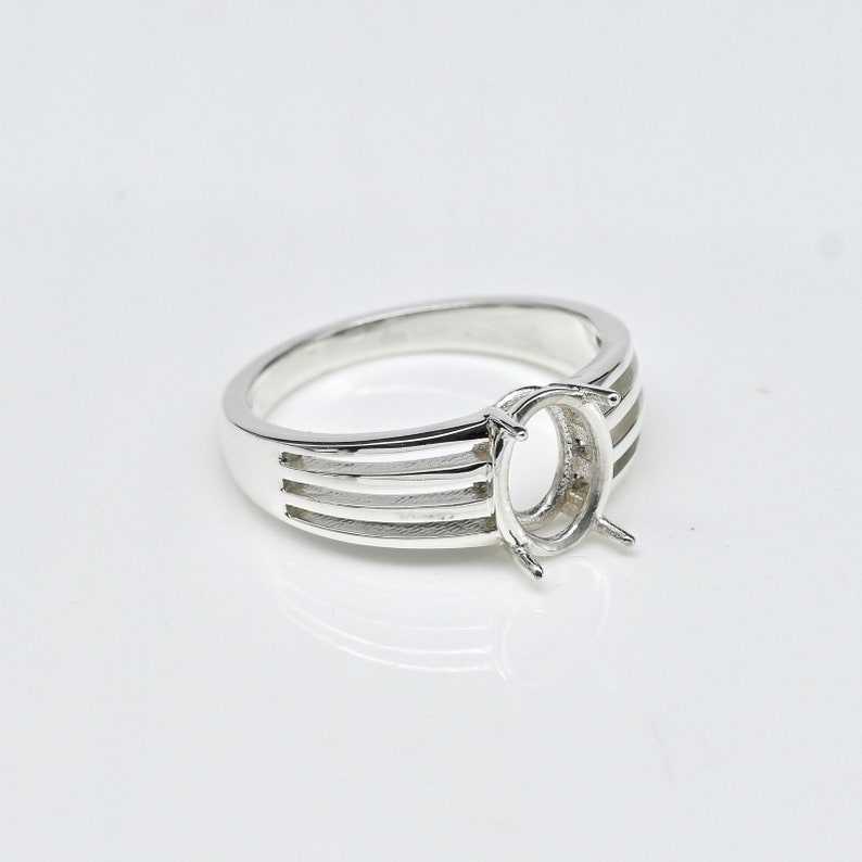925 Sterling Silver Oval Shape Handcrafted Bezel Ring Blank Bezel Setting With Split Band, Blank Ring Base, Back Side Open,Bezel For Resin image 7