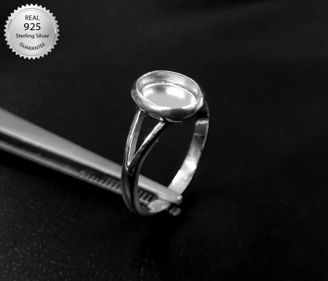 925 Sterling Silver Oval Shape Ring Thick Bezel Blank Setting DIY With