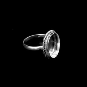 925 Sterling Silver Oval Shape Handcrafted Bezel Ring Blank Bezel Setting, Blank Ring Base, Back Side Close, Bezel For Resin image 5